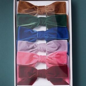 NWT Anthropologie Velvet Bow Clip-On Multicolor Ornaments *Set of 6*